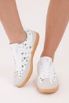 Dijital Baskı Kadın Bej-Çiçek Sneaker Ayakkabı