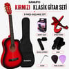 Banupo Red Black Klasik Gitar Bundle Seti (Gitar + Kılıf + Akort Aleti + Gitar Standı + Askı)