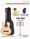 Patriccio PTNT Klasik Gitar (Naturel 4/4) Başlangıç Seti (Klasik Gitar + Yedek Tel + Pena + Kılıf + Nota Sehpası + Tuner)