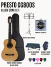 Presto Luthier CG800s Klasik Gitar Başlangıç Seti (Klasik Gitar + Yedek Tel + Nota Sehpası + Ayak Sehpası + Tuner + Pena + Kılıf) 