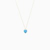 Opal Taşlı Kalp Kolye Mavi (925 Ayar Gümüş)