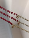 Yarısı Kırmızı İpli & Zincirli Charm Bileklik - 925 Ayar Gümüş 
