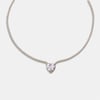 Zircon Taşlı Kalp Su Yolu Choker - 925 Ayar Gümüş