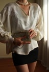 1960s Nadir İşlemeli İpek Saten Handmade Bluz