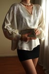1960s Nadir İşlemeli İpek Saten Handmade Bluz