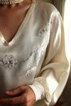 1960s Nadir İşlemeli İpek Saten Handmade Bluz
