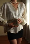 1960s Nadir İşlemeli İpek Saten Handmade Bluz