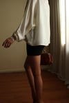 1960s Nadir İşlemeli İpek Saten Handmade Bluz