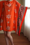 1990s Handmade Viscon Kumaş Tek Parça Hazırlanmış Vintage Panço Üst