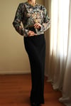 19th Century Interpreted Design Barok Siyah Yeşil Bej Floral Printed Ceket
