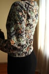 19th Century Interpreted Design Barok Siyah Yeşil Bej Floral Printed Ceket