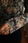 19th Century Interpreted Design Barok Siyah Yeşil Bej Floral Printed Ceket