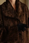 90s Oversize Leopar Desenli Kısa Tüylü Vintage Peluş Blazer