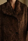 90s Oversize Leopar Desenli Kısa Tüylü Vintage Peluş Blazer