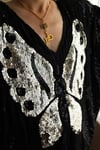 Handmade %100 İpek Indian Payet İşleme Vintage Bluz