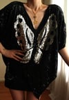 Handmade %100 İpek Indian Payet İşleme Vintage Bluz