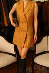 Inspired By Vintage 1960s Jumper Tweed Dokuma Kruvaze Düğmeli Elbise