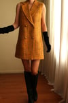 Inspired By Vintage 1960s Jumper Tweed Dokuma Kruvaze Düğmeli Elbise