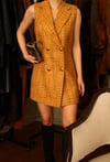 Inspired By Vintage 1960s Jumper Tweed Dokuma Kruvaze Düğmeli Elbise