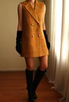 Inspired By Vintage 1960s Jumper Tweed Dokuma Kruvaze Düğmeli Elbise