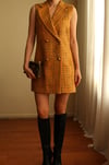 Inspired By Vintage 1960s Jumper Tweed Dokuma Kruvaze Düğmeli Elbise