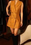Inspired By Vintage 1960s Jumper Tweed Dokuma Kruvaze Düğmeli Elbise
