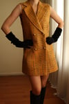 Inspired By Vintage 1960s Jumper Tweed Dokuma Kruvaze Düğmeli Elbise