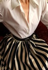 ÖN SİPARİŞ Inspired By Vintage 1960 Style Koyu Lacivert Striped Draped Etek
