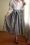 ÖN SİPARİŞ Inspired By Vintage 1960 Style Koyu Lacivert Striped Draped Etek
