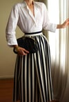 ÖN SİPARİŞ Inspired By Vintage 1960 Style Koyu Lacivert Striped Draped Etek