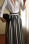ÖN SİPARİŞ Inspired By Vintage 1960 Style Koyu Lacivert Striped Draped Etek