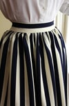 ÖN SİPARİŞ Inspired By Vintage 1960 Style Koyu Lacivert Striped Draped Etek