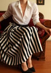 ÖN SİPARİŞ Inspired By Vintage 1960 Style Koyu Lacivert Striped Draped Etek