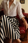ÖN SİPARİŞ Inspired By Vintage 1960 Style Koyu Lacivert Striped Draped Etek