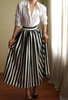 ÖN SİPARİŞ Inspired By Vintage 1960 Style Koyu Lacivert Striped Draped Etek