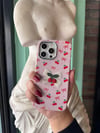 Cherry Kurdele İphone Telefon Kılıfı Pembe