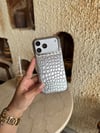 Croco Yılan Derili İphone Telefon Kılıfı Gümüş