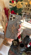 Deri Snake Model İphone Telefon Kılıfı Gri
