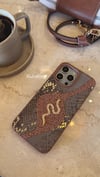 Deri Snake Model İphone Telefon Kılıfı Kahverengi