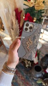 Deri Snake Model İphone Telefon Kılıfı Gri