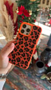 Kabartmalı Leopar İphone Telefon Kılıfı Turuncu
