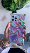 Kare Gökkuşağı İphone Telefon Kılıfı Mor