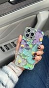 Lens Korumalı Çiçekli İphone Telefon Kılıfı Mor