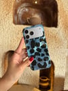Leopar Desen Hologram İPhone Telefon Kılıfı Mavi