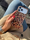 Leopar Desen Hologram İPhone Telefon Kılıfı Açık Kahverengi