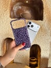 Leopar Desen Hologram İPhone Telefon Kılıfı Mor