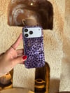Leopar Desen Hologram İPhone Telefon Kılıfı Mor