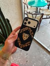 Leopar İncili Kaplan İphone Telefon Kılıfı Siyah