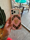 Leopar İncili Kaplan İphone Telefon Kılıfı Pembe