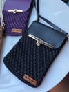 Örgü Telefon Çantası Siyah